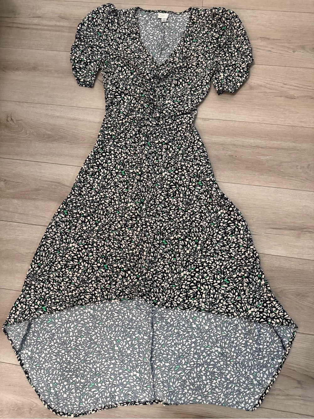 a new day Black Floral High-Low Dress with Puff Sleeves